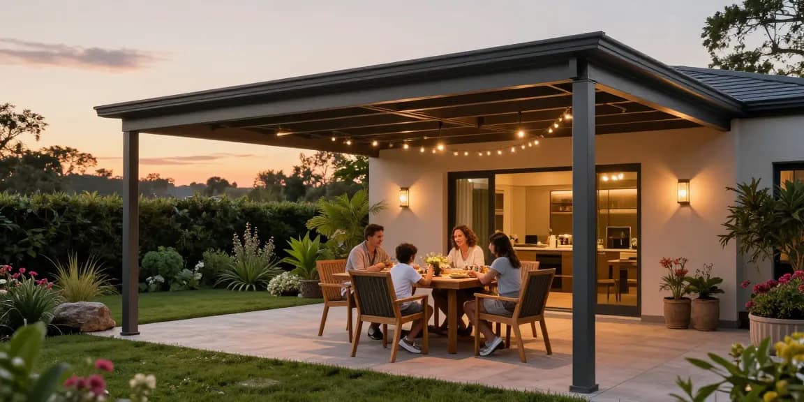 Terrassenüberdachung freistehend ideal für gemütliche Familienabende im Freien