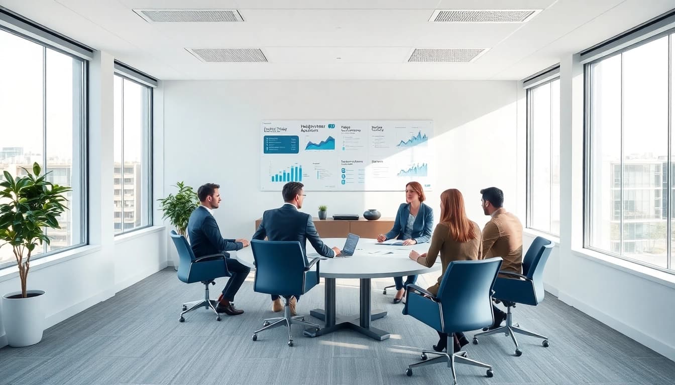 Professionelle Interaktion in einer Headhunter Agentur mit führenden Fachkräften am Tisch.