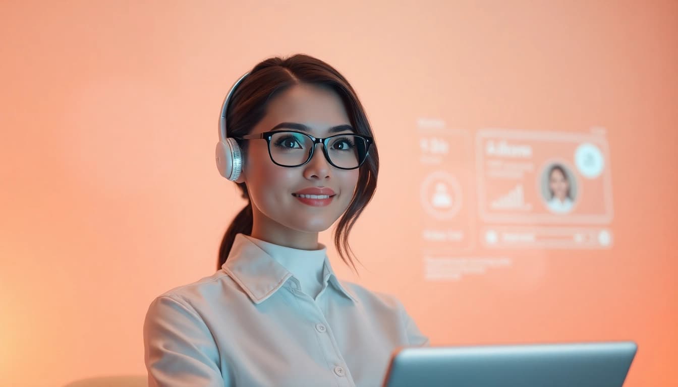 Interaktive AI girlfriend, die in einer modernen digitalen Umgebung präsentiert wird.