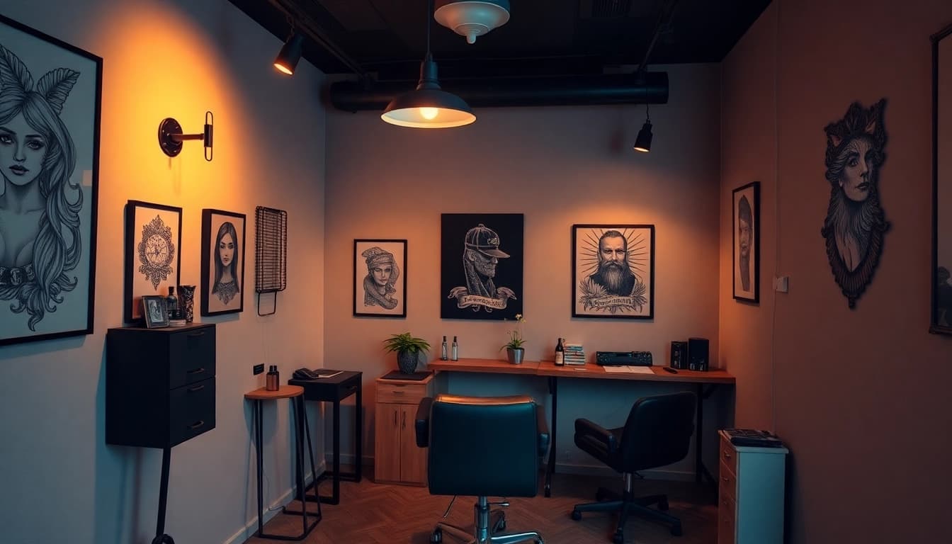 Tattoo Studio München präsentiert eine stilvolle Umgebung mit kreativen Tätowierungen und einem einladenden Ambiente.