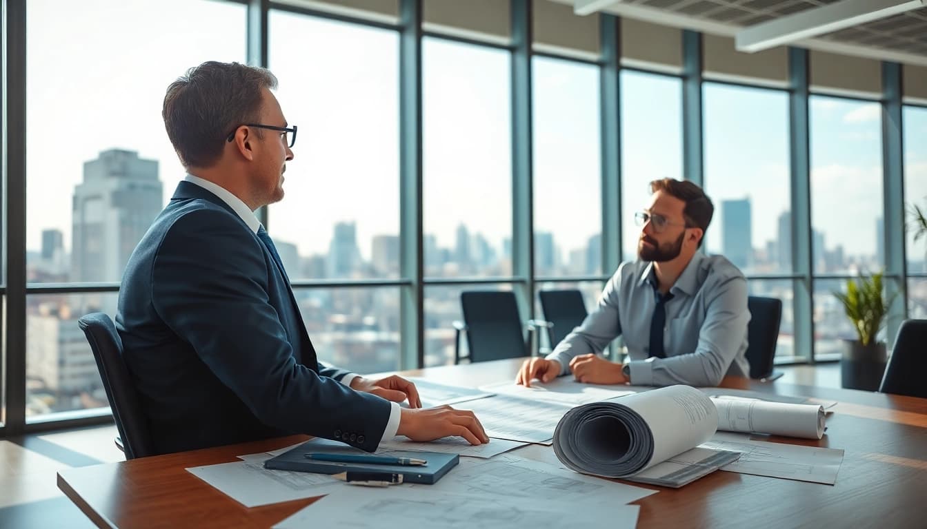 Headhunter Ingenieure bespricht Karrierechancen mit Ingenieuren in modernem Büro
