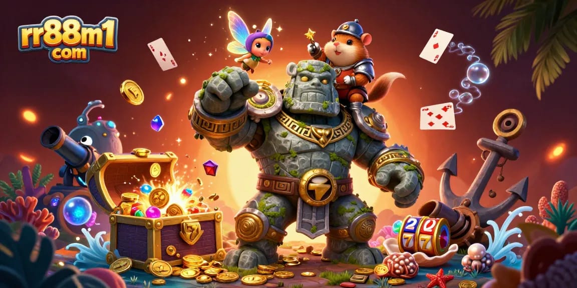 Experience the thrill of rr88m1 com with dynamic characters in a vibrant casino scene.