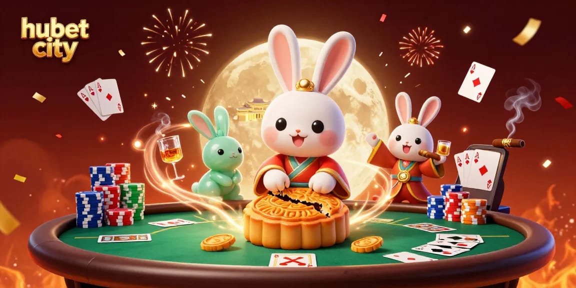 Experience excitement in hubet city with vibrant poker action and festive casino elements.