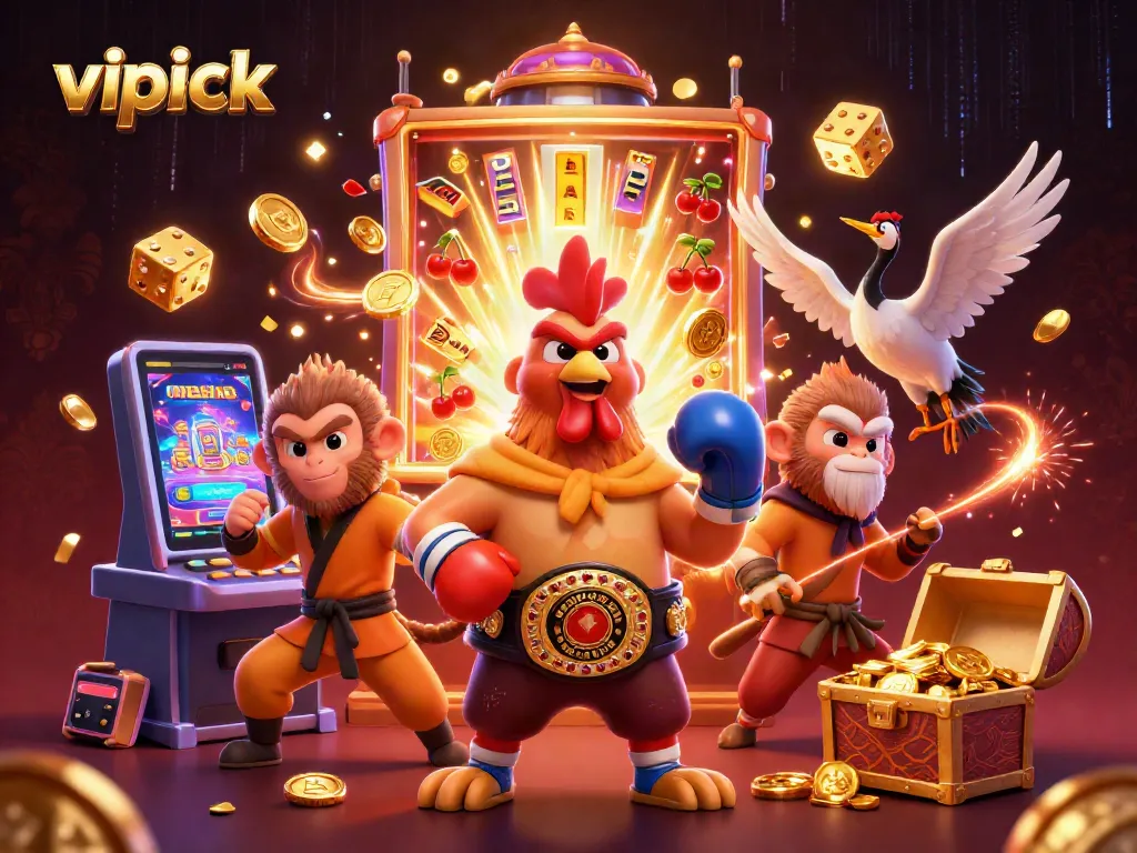 Experience the excitement of vipluck with vibrant characters amidst a dynamic casino scene.