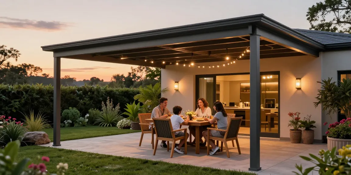 Terrassenüberdachung freistehend ideal für gemütliche Familienabende im Freien