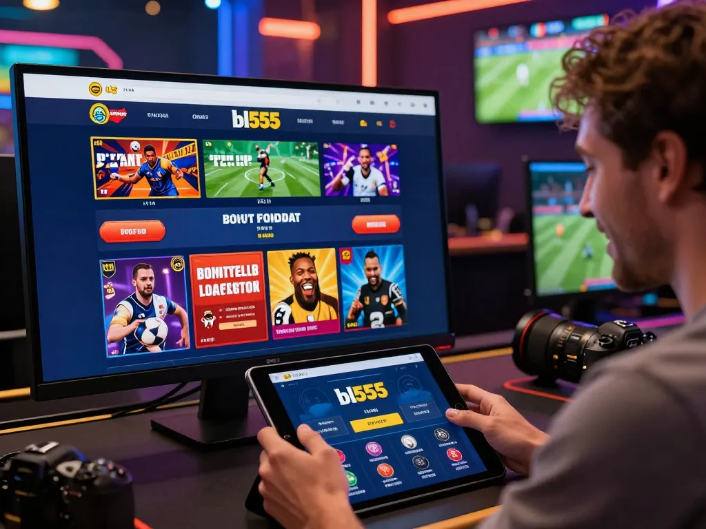 Online betting experience showcasing bl555 platform with dynamic interface and joyful player interaction.