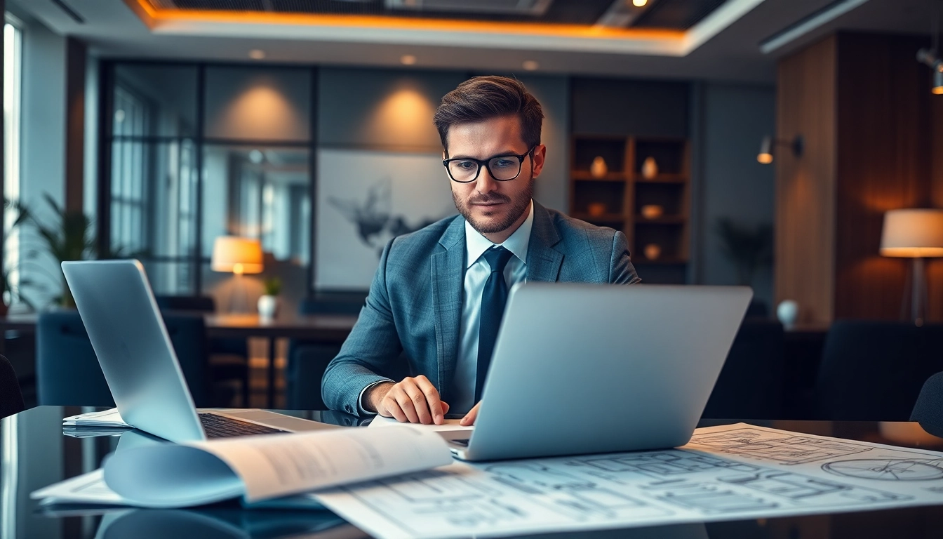 Headhunter Ingenieure analysiert Lebensläufe in einem eleganten Büro.