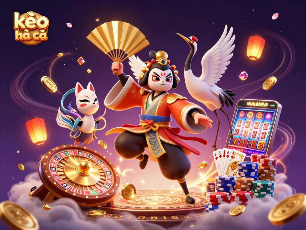 Bet on exciting outcomes with kèo nhà cái as a kabuki warrior revels in vibrant casino elements.