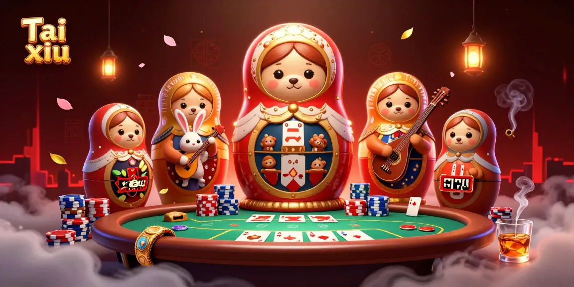 Engage in the thrilling game of Tai xiu with a vibrant casino scene featuring lively characters and rich elements.
