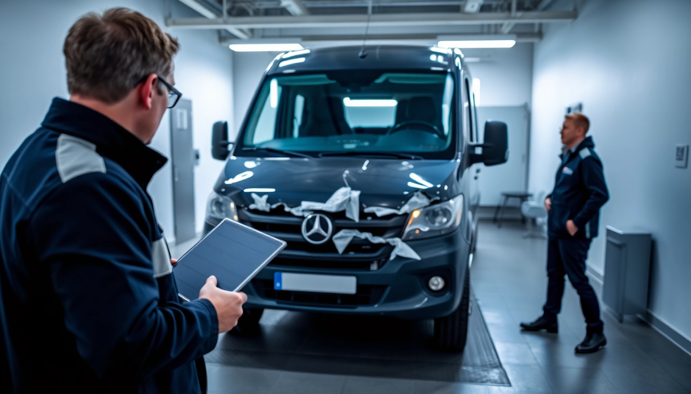 Kfz Gutachter Köln analysiert Schäden an einem Fahrzeug in getrenntem, professionellem Raum.