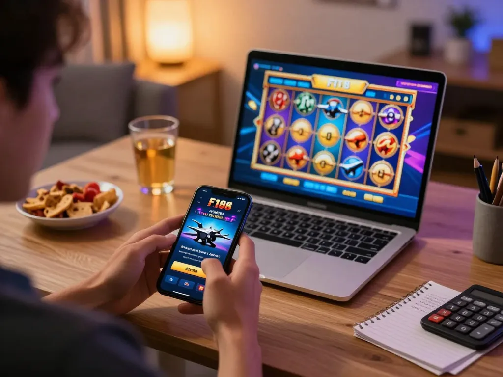 Player engaging with the F168 casino app for exciting online gambling experiences.