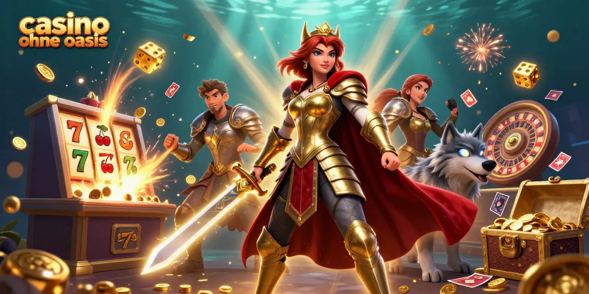 Spin and win in a vibrant casino ohne oasis with dynamic slot machine and lively game elements.