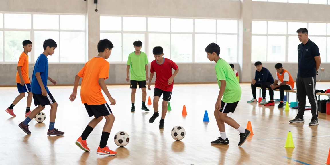 Fußball bestellen für Nachwuchstalente in einem Sporttraining mit Mantom-Bällen.