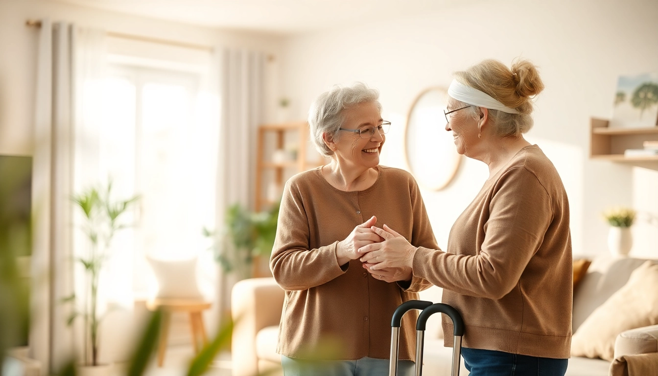Caregiver providing support to an elderly person at home, highlighting the dedicated services of a Pflegedienst.