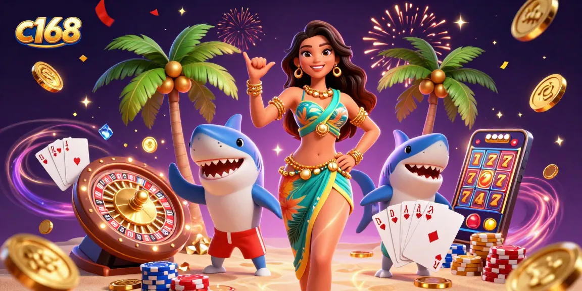 c168 players enjoying casino games, celebrating wins with vibrant graphics and themes