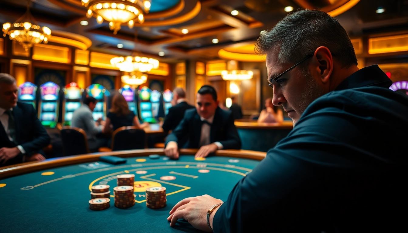 Players engaging in an exciting blackjack game at 33win's luxurious casino.