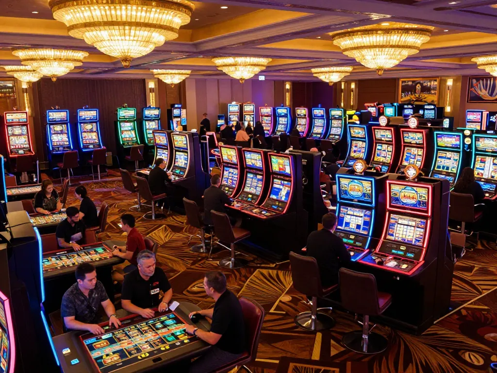 LUCK8 nâng cao không khí đầy hồi hộp của casino với những người chơi thưởng thức nhiều trò chơi tại một casino sôi động.