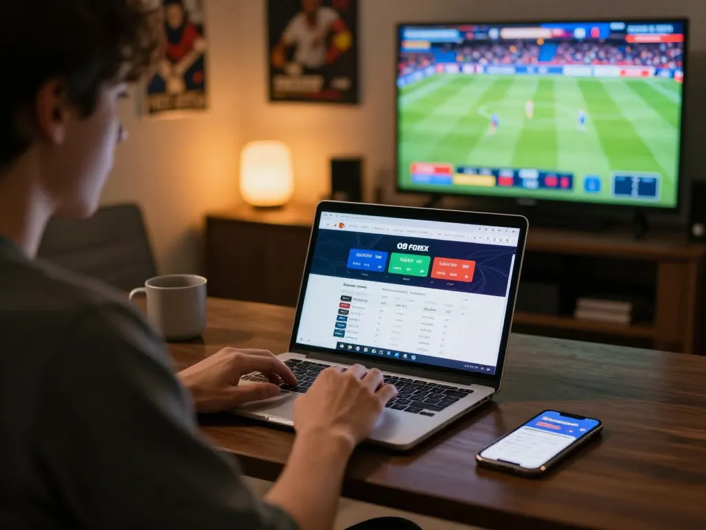 Engaging online sports betting on O8 FOREX with live odds displayed, showcasing a dynamic gambling atmosphere