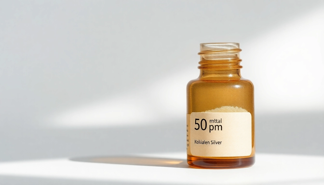 Kolloidales Silber 50 ppm in einer eleganten Braunglasflasche zeigt hohe Reinheit und Qualität
