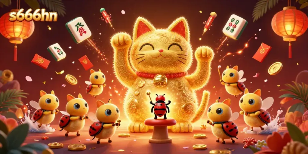 Experience the vibrant s666hn casino world with animated golden fireflies and rich symbols.