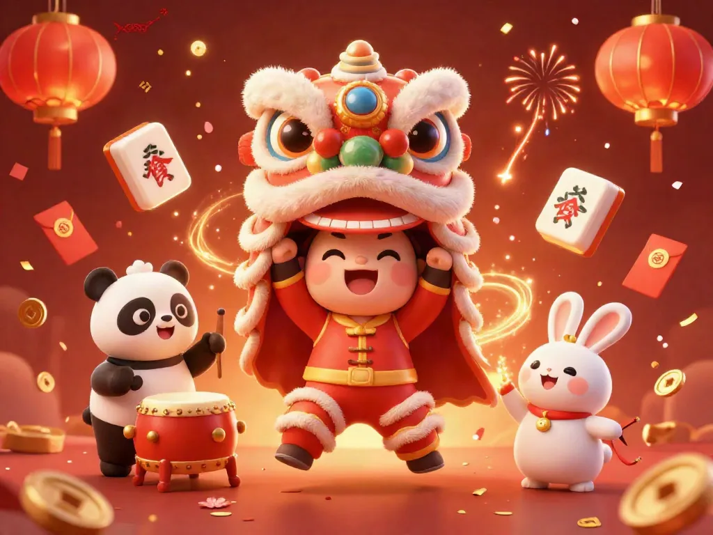 Experience thrilling action at xo88 with vibrant casino games and a festive atmosphere featuring a lion dance.