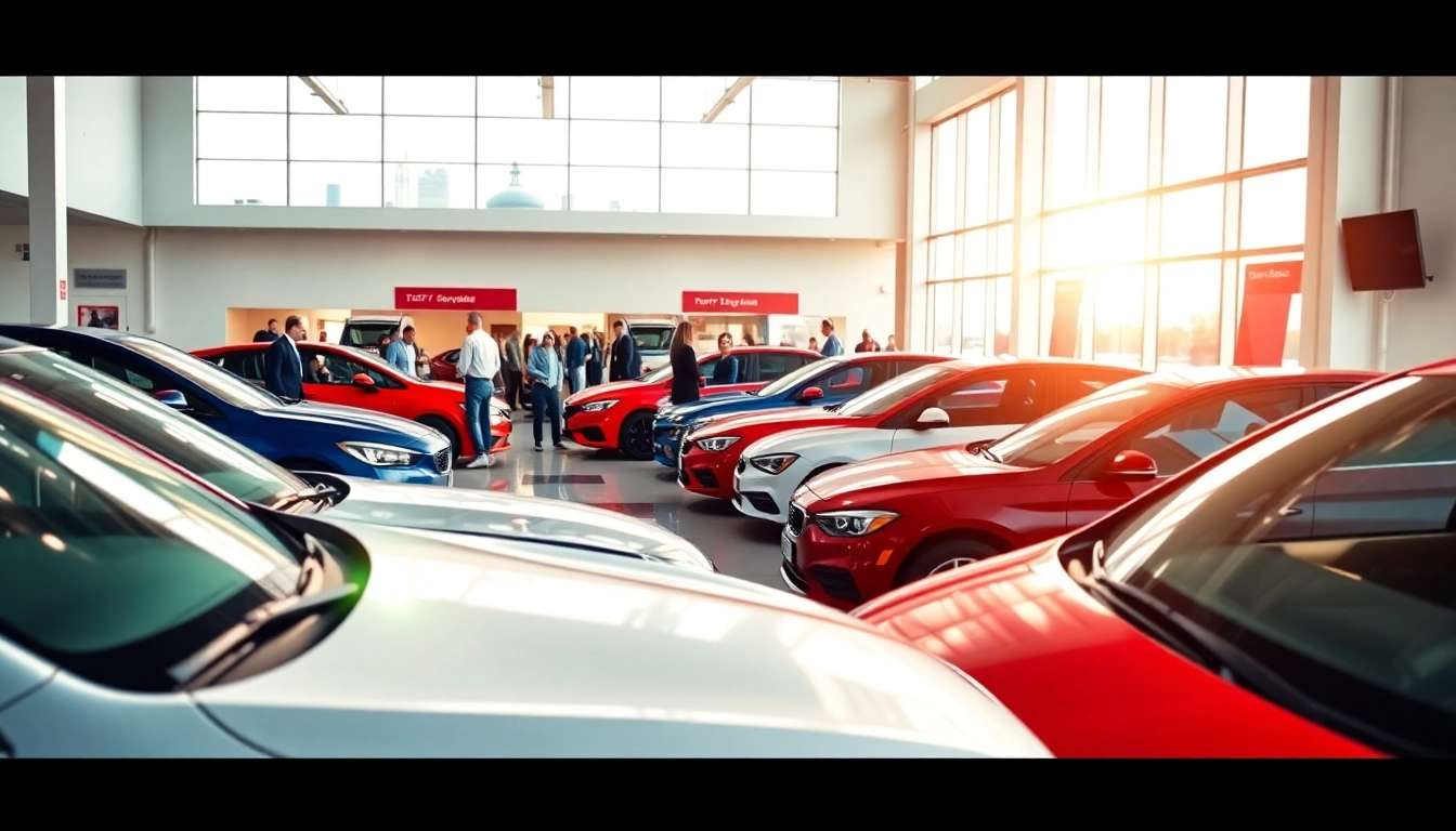 Auto kaufen in einer stilvollen Autohandlung mit verschiedenen Modellen und freundlichen Verkäufern.