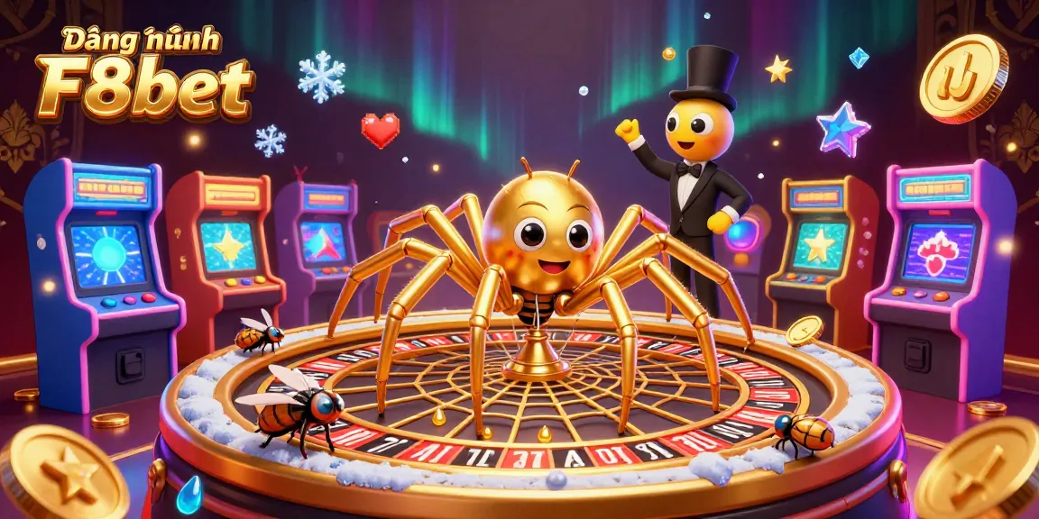 Experience seamless Đăng nhập F8bet with excitement as golden spider spins roulette web in casino.