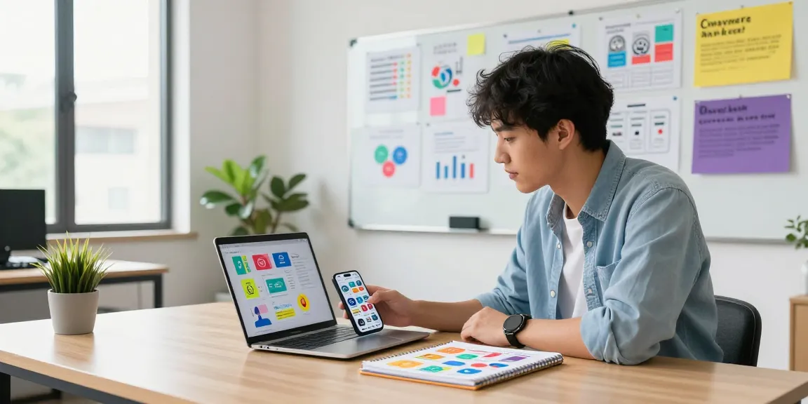 Facebook Views kaufen: Marketingprofi analysiert soziale Medien in modernem Büro.