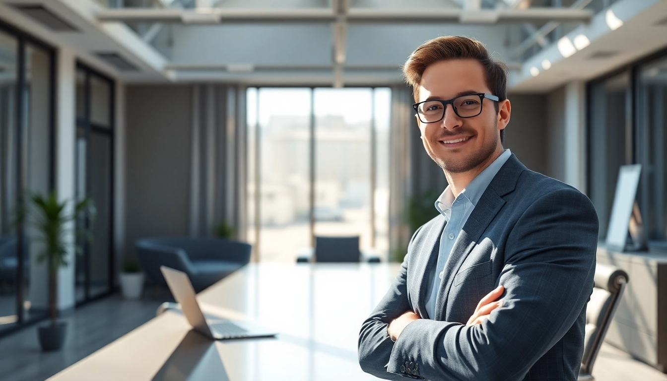 Erstellen Sie ein Business Portrait München in einem modernen Büro mit natürlichem Licht.