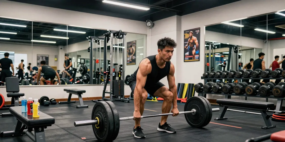 Anabolika Shop - Bodybuilder trainiert mit Gewichten im Fitnessstudio zur Muskelaufbau.