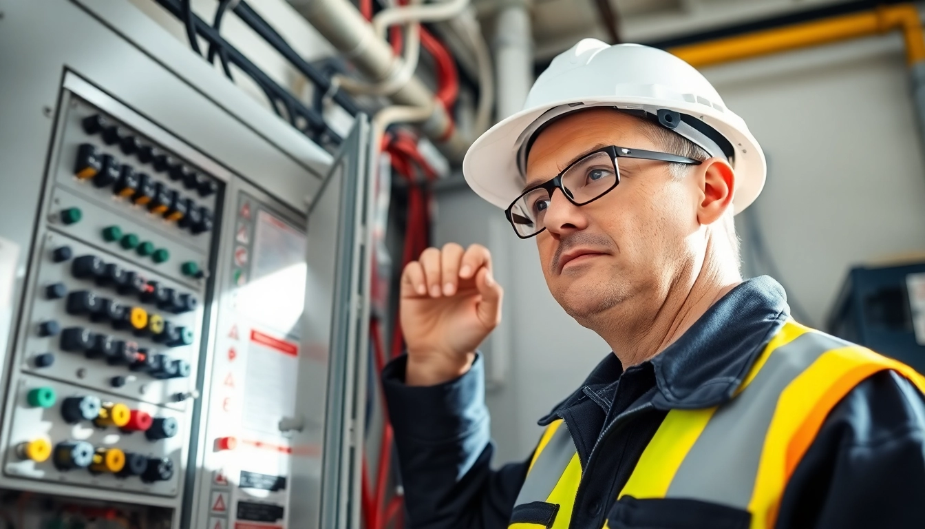 Inspecting electrical systems during a DGUV V3 Prüfung to ensure workplace safety and compliance.