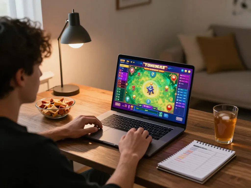 Player winning at WinWin's online togel game, showcasing strategy and excitement in home environment