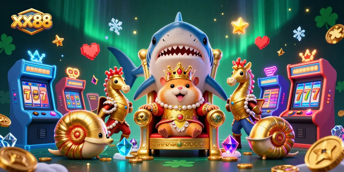 Spin the reels with xx 88, featuring a golden hamster king and vibrant casino elements.