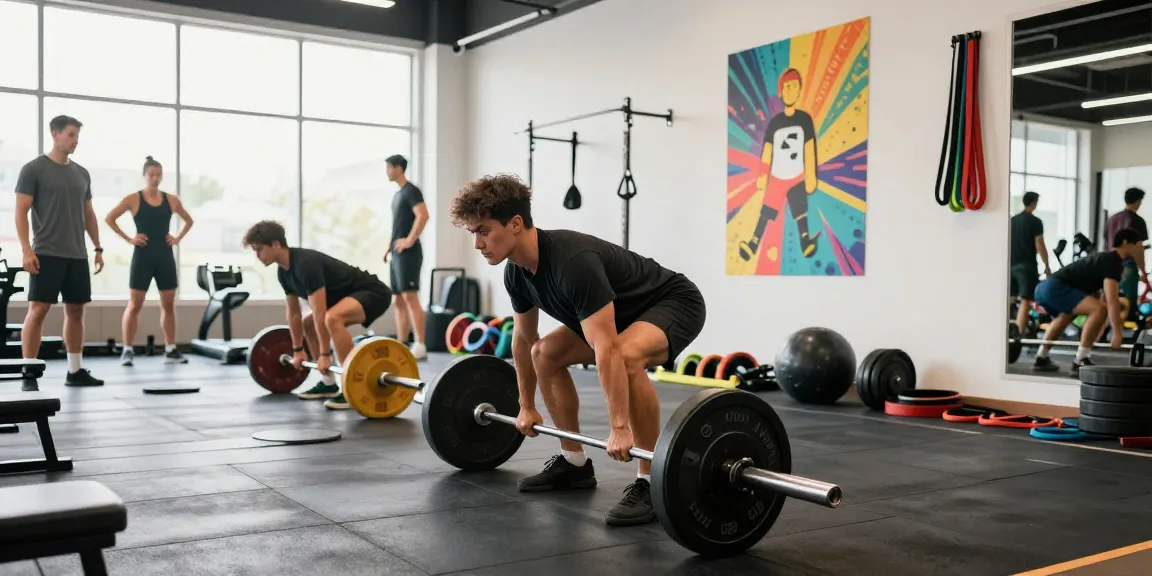 Aktive Fitness-Umgebung im Astera Shop mit motivierenden Elementen und Athleten.