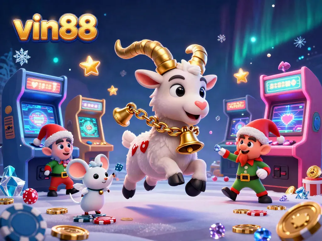vin88 immerses players in a festive casino scene with lively characters and engaging game mechanics.