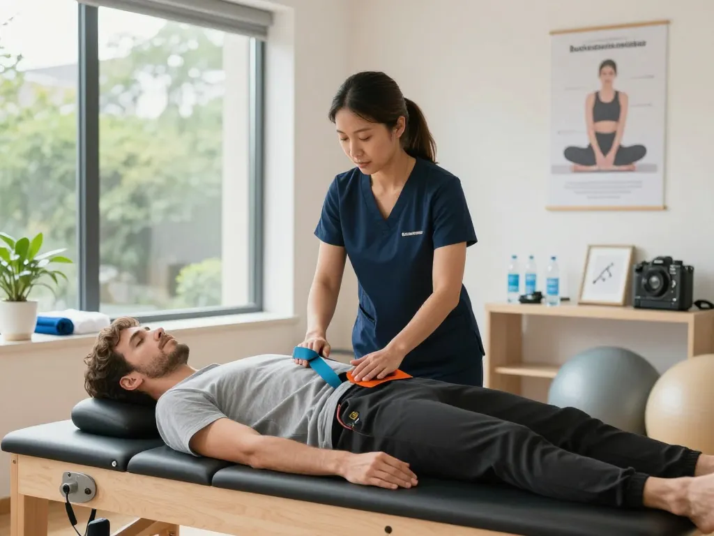 Effective therapy demonstration with Pelvi-care.de pelvic floor trainer in a modern wellness setting.