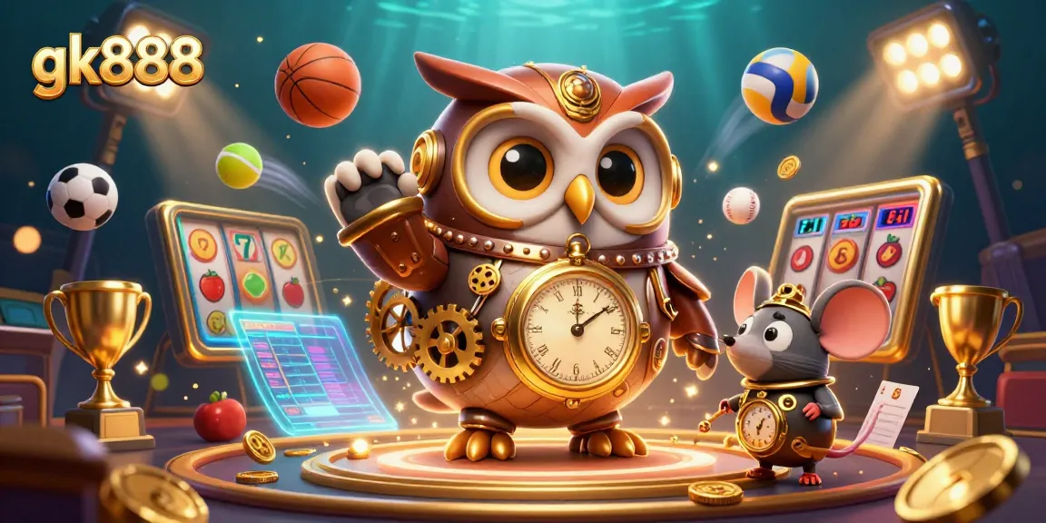 Engage in thrilling gameplay at gk888 with an exciting casino-themed illustration showcasing time-traveling characters.