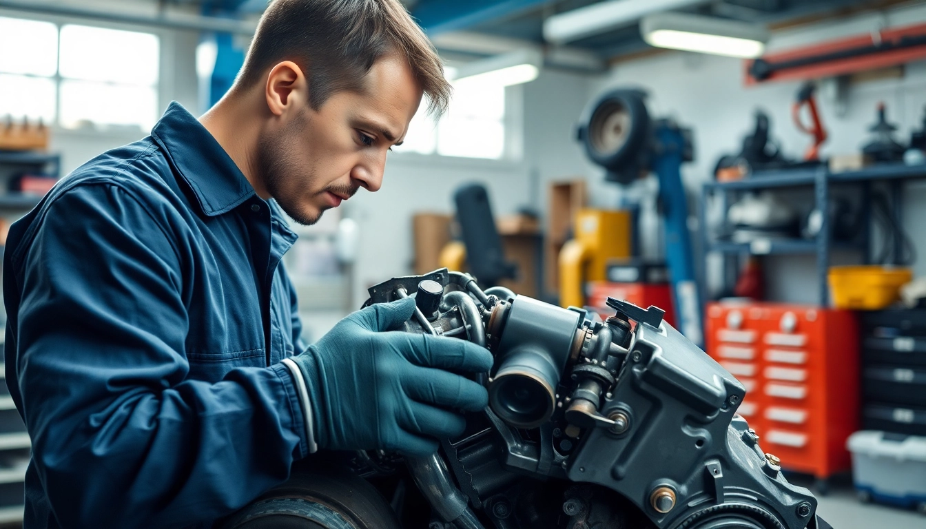 Motorschaden Ankauf: Mechanic evaluates damaged car engine for repair or sale.