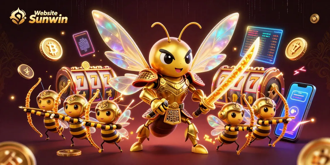 Engage with Website Sunwin's vibrant casino experience featuring a golden hornet samurai and interactive slot reels.