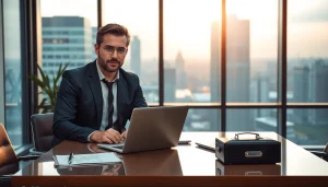 Professioneller Headhunter CEO zeigt Engagement in modernem Büro.