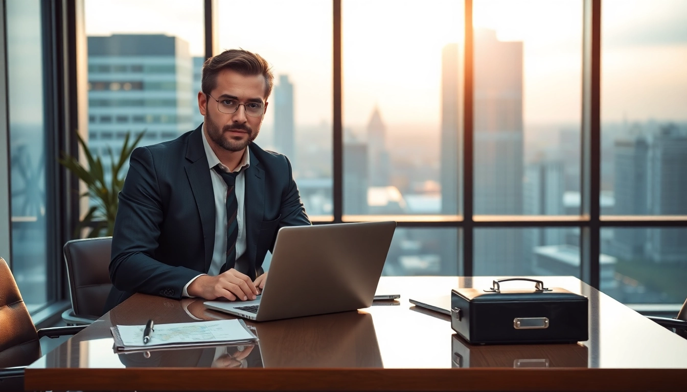 Professioneller Headhunter CEO zeigt Engagement in modernem Büro.