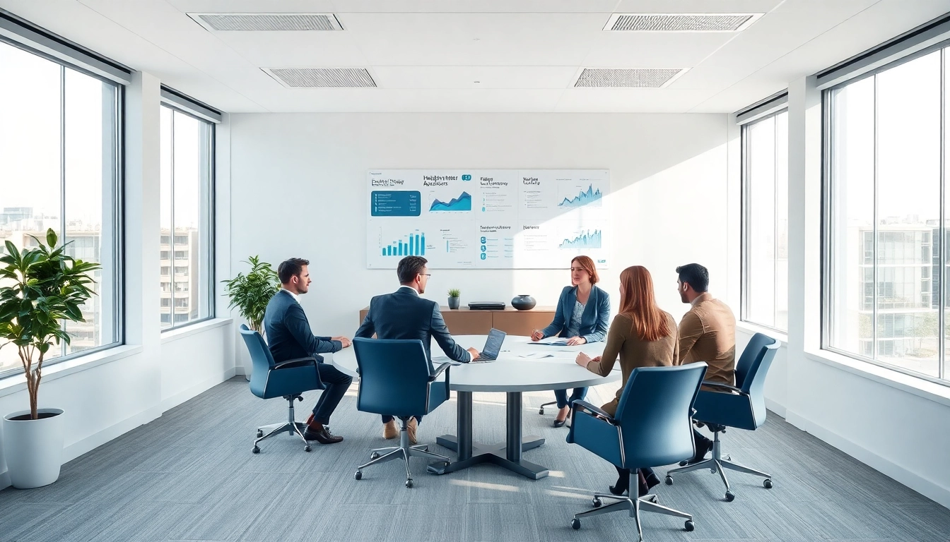 Professionelle Interaktion in einer Headhunter Agentur mit führenden Fachkräften am Tisch.