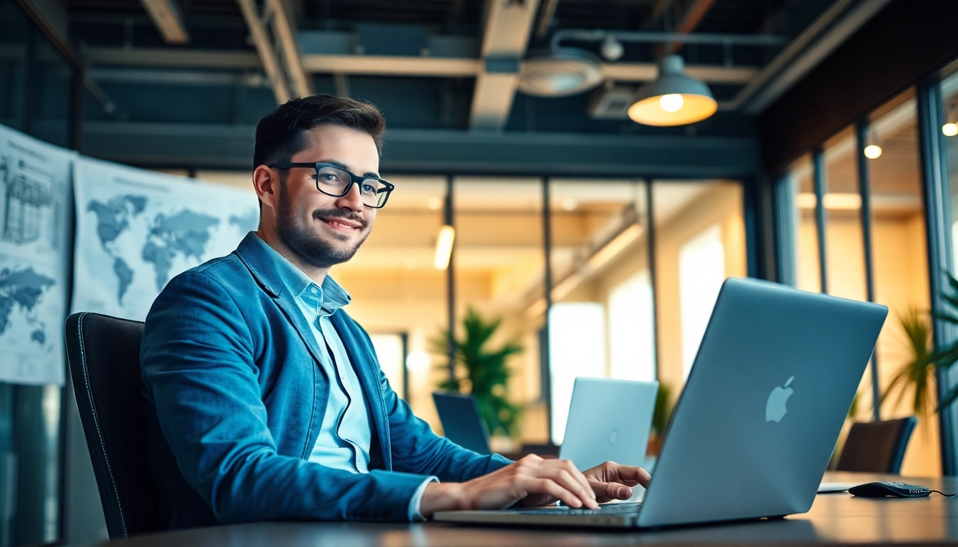 Headhunter Ingenieure besichtigt Baupläne in seinem modernen Büro.