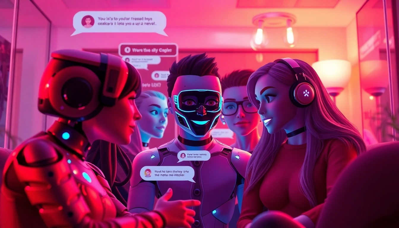 Porn AI chat with engaging characters in a vibrant digital environment, showcasing playful interactions.