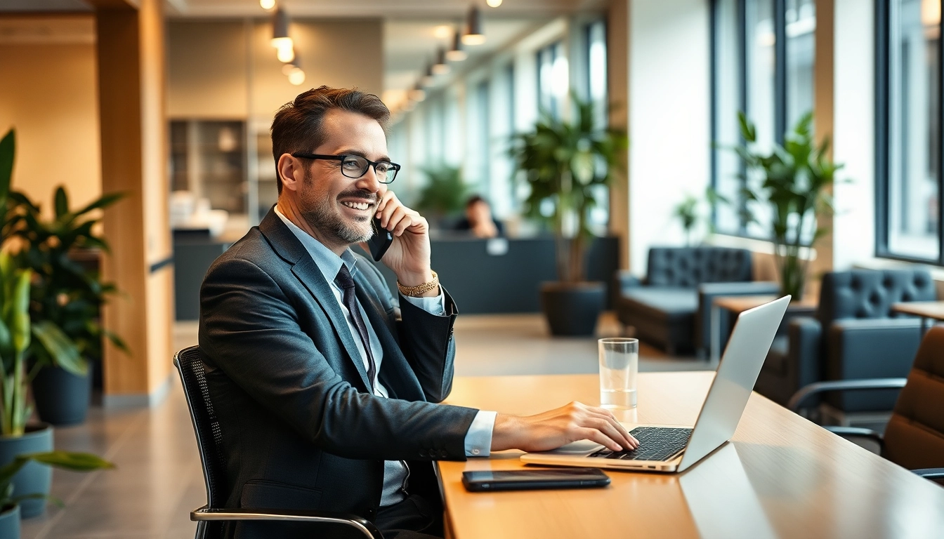 Headhunter Gastronomie bei der Arbeit in einem modernen Büroumfeld, das Professionalität und Menschlichkeit ausstrahlt.