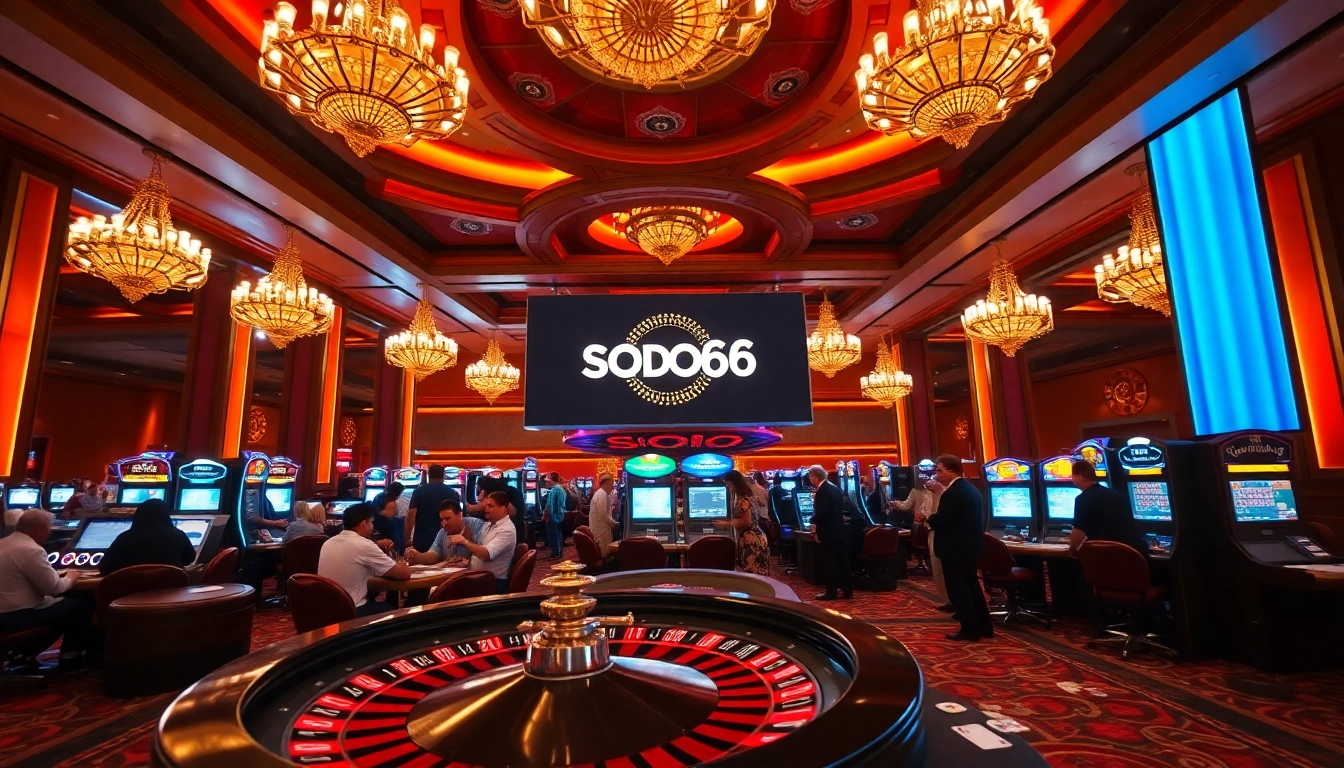 Experience the vibrant energy of SODO66 with players immersed in thrilling casino games.