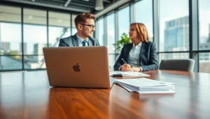 Headhunter Schweiz berät Kandidaten in modernem Büro mit hellem Licht.
