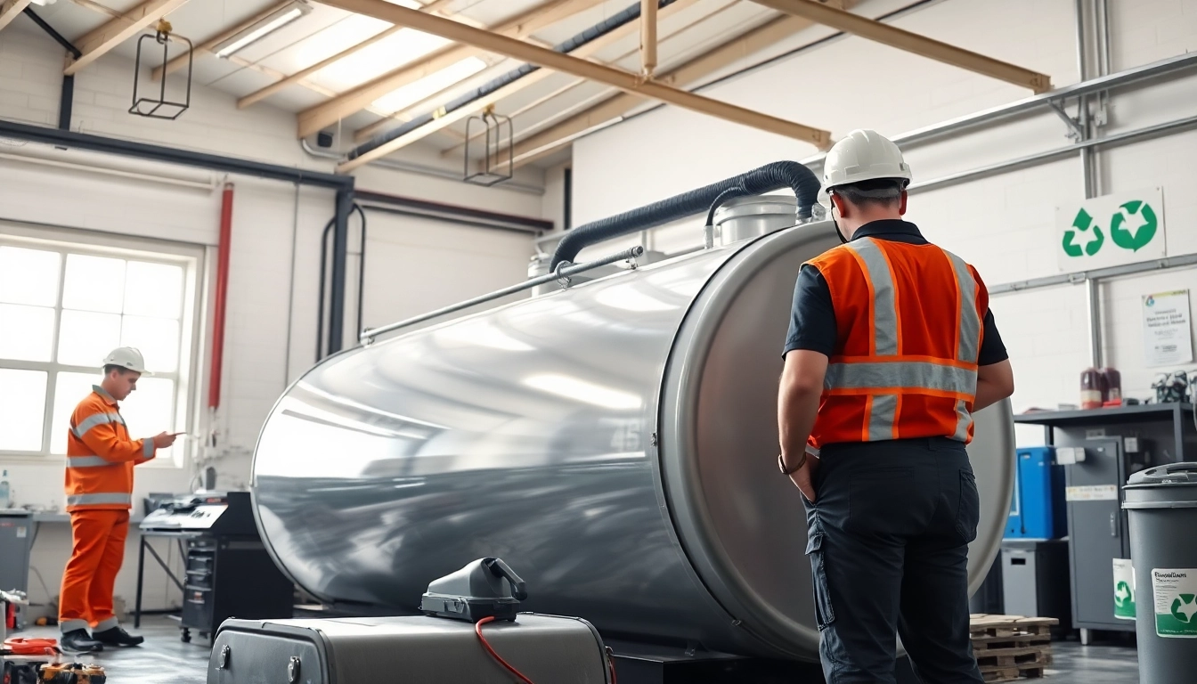 Kosten für Öltankentsorgung durch Fachleute in einer modernen Umgebung.
