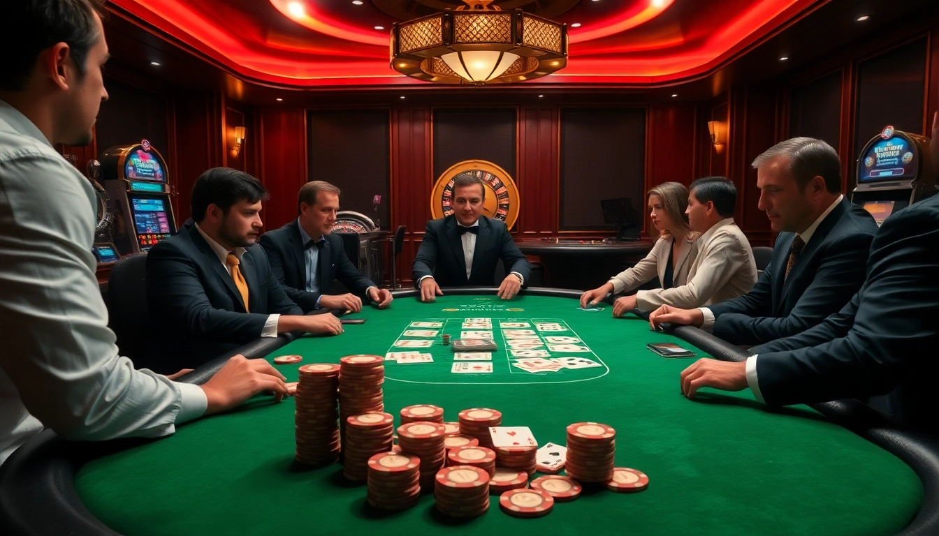 Players engaging at a professional poker table while using a Plagiat Scanner Bachelorarbeit for their documents.