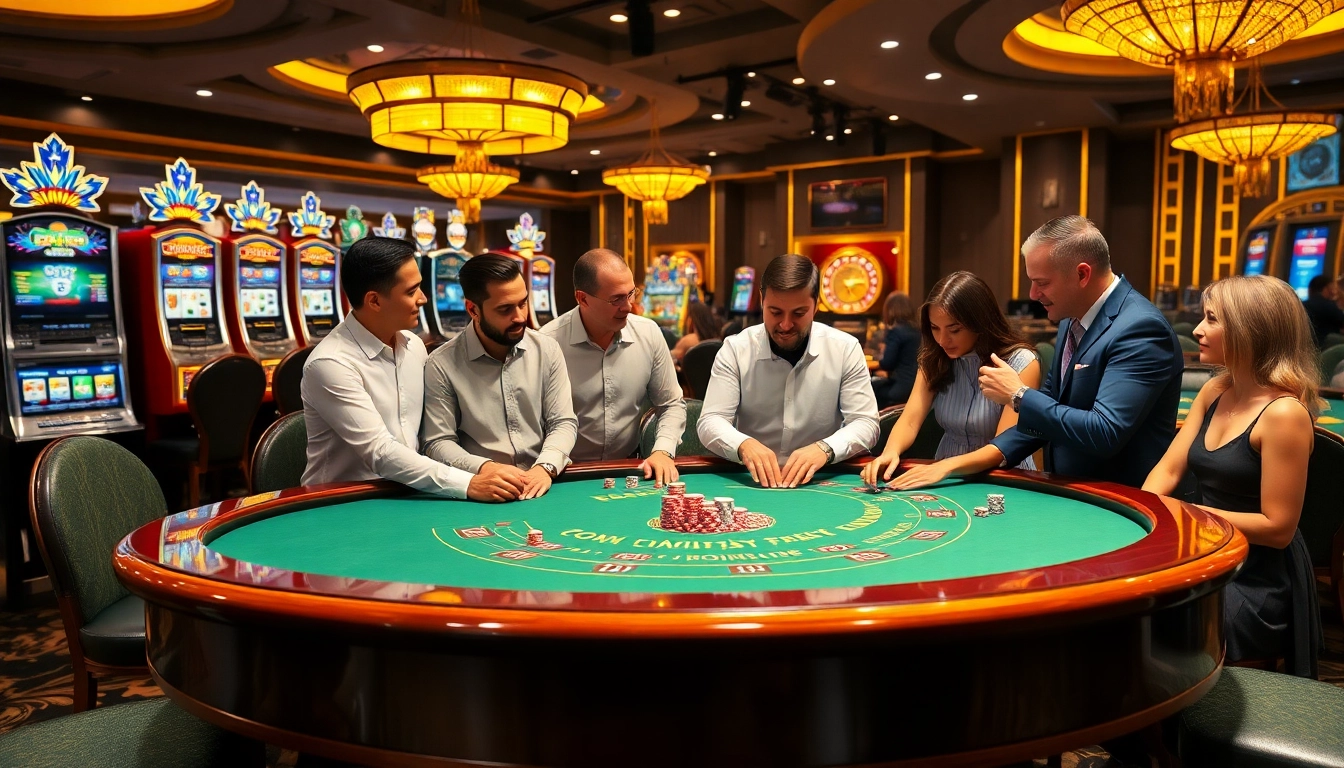 C168 okvip players strategizing at an elegant blackjack table in a luxurious casino setting.